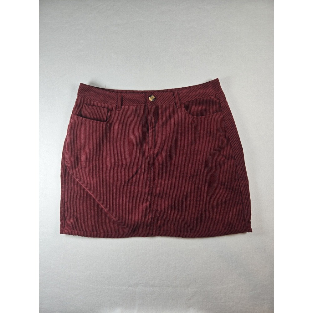 Women's Maroon/Red Ambiance Corduroy Mini Skirt Size Large